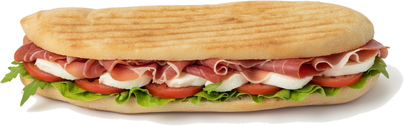 Puccia all'Italiana con crudo, rucola e mozzarella