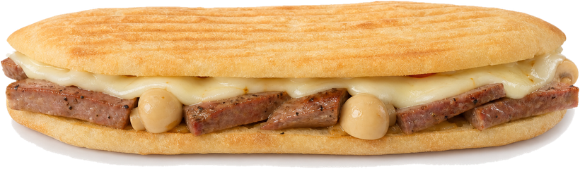 Puccia alla Norcia con salsiccia, funghi e scamorza